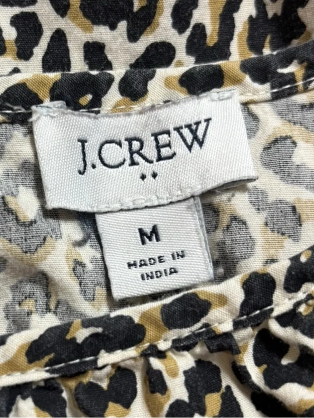 J. Crew Women's Leopard Print Puff Sleeve Cotton Top Size M